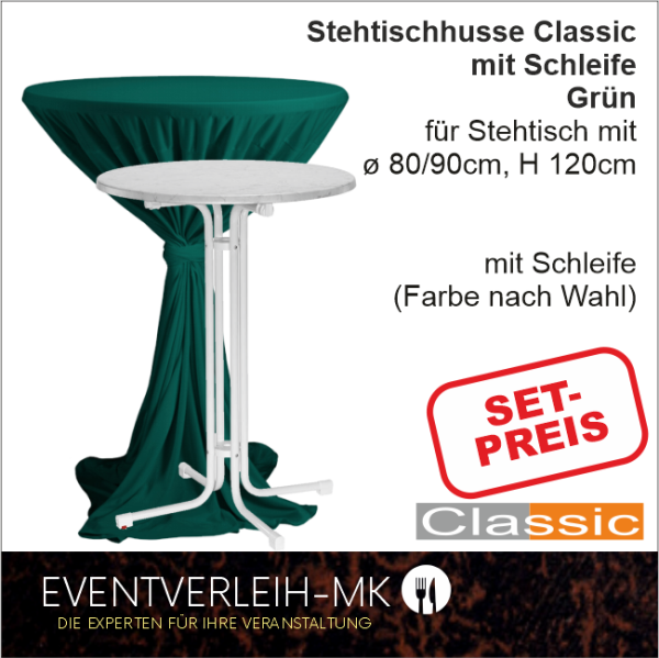 Stehtisch & Stehtischhusse - grün - INKL. REINIGUNG & BÜGELN